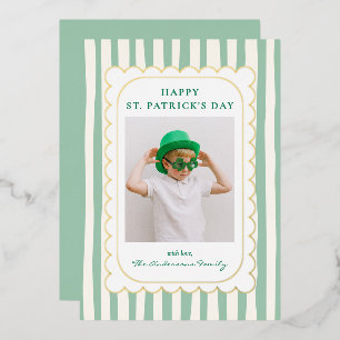 Carte De Vœux En Aluminium Photo de la Saint-Patrick à rayures vertes minimal