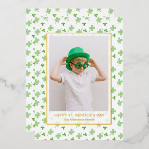 Carte De Vœux En Aluminium Photo de la Saint-Patrick au trèfle simple moderne