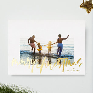 Carte De Vœux En Aluminium photo de luxe moderne joyeux noël or