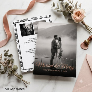 Carte De Vœux En Aluminium Photo de mariage élégant et minimaliste de jeune m