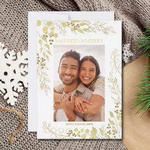 Carte De Vœux En Aluminium Photo de Mariés et Joyeux