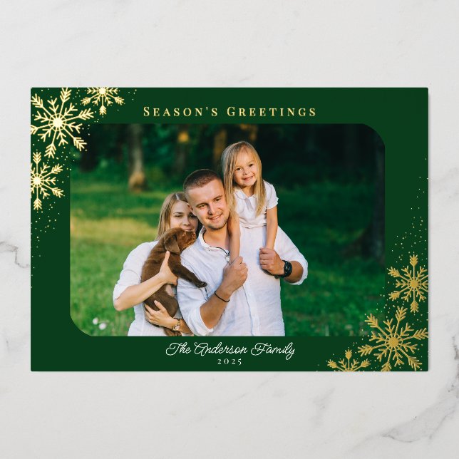 Carte De Vœux En Aluminium Photo de Noël à coins arrondis Or (Recto)