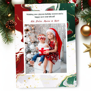 Carte De Vœux En Aluminium Photo de Noël abstrait moderne vert/rouge