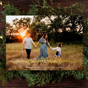 Carte De Vœux En Aluminium Photo de Noël au gui moderne en OR