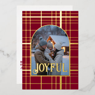 Carte De Vœux En Aluminium Photo de Noël avec carreaux de Bourgogne et Or