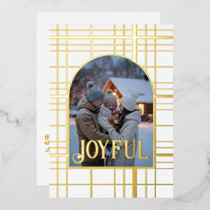 Carte De Vœux En Aluminium Photo de Noël avec carreaux dorés et blancs
