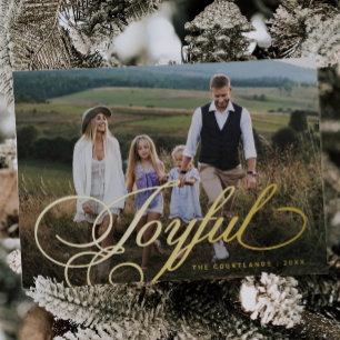 Carte De Vœux En Aluminium Photo de Noël avec écriture élégante et joyeuse