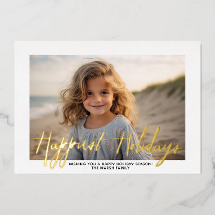 Carte De Vœux En Aluminium Photo de Noël - avec le script Meilleurs Vœux