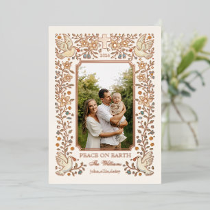 Carte De Vœux En Aluminium Photo de Noël chrétien vintage folk art colombe