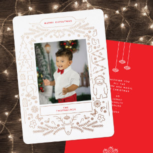 Carte De Vœux En Aluminium Photo de Noël d'art folklorique vintage