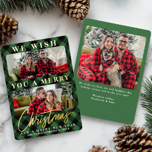 Carte De Vœux En Aluminium Photo de Noël de Buffalo Vert Moderne