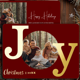 Carte De Vœux En Aluminium Photo de Noël de famille à la machine à écrire vin