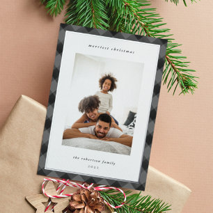 Carte De Vœux En Aluminium Photo de Noël de la frontière moderne