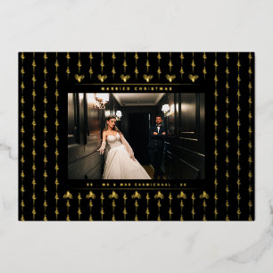Carte De Vœux En Aluminium Photo de Noël de M. et Mme mariés à Noël