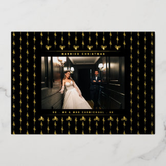 Carte De Vœux En Aluminium Photo de Noël de M. et Mme mariés à Noël
