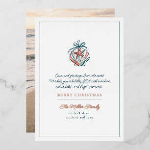 Carte De Vœux En Aluminium Photo de Noël de plage aux coquillages tropicaux