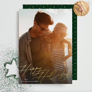 Carte De Vœux En Aluminium Photo de Noël élégant et stylé en or