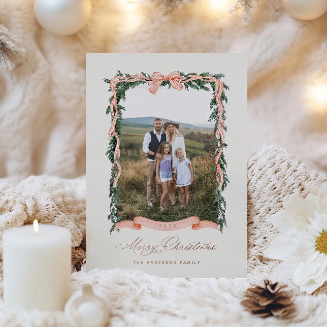 Carte De Vœux En Aluminium Photo de Noël Garland (Créateur téléchargé)