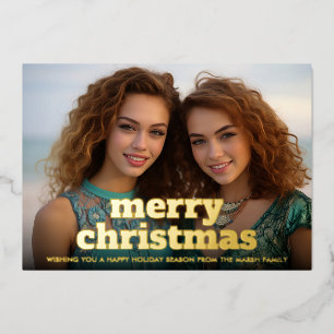 Carte De Vœux En Aluminium Photo de Noël horizontal Joyeux Noël Carreaux