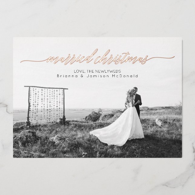 Carte De Vœux En Aluminium Photo de Noël mariée (Recto)