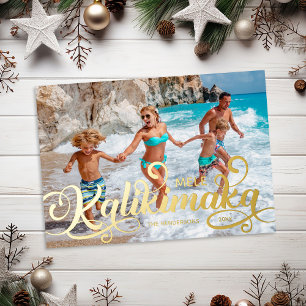 Carte De Vœux En Aluminium Photo de Noël Mele Kalikimaka