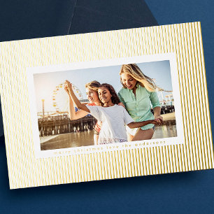 Carte De Vœux En Aluminium Photo de Noël minimaliste avec pinces en or