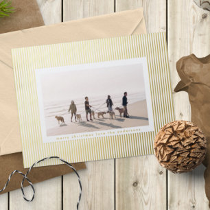 Carte De Vœux En Aluminium Photo de Noël minimaliste avec rayure et broche en