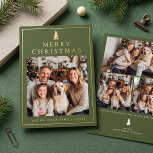 Carte De Vœux En Aluminium Photo de Noël minimaliste classique - Olive
