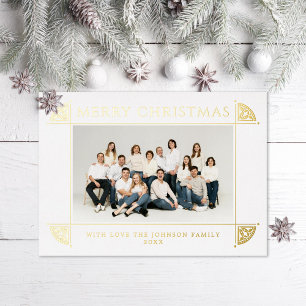 Carte De Vœux En Aluminium Photo de Noël Ornat Vintage Motif
