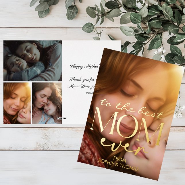 Carte De Vœux En Aluminium Photo d'or moderne pour la fête des mères (Créateur téléchargé)