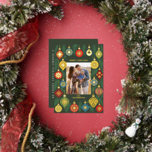 Carte De Vœux En Aluminium Photo d'ornement d'arbre de Noël vintage en or