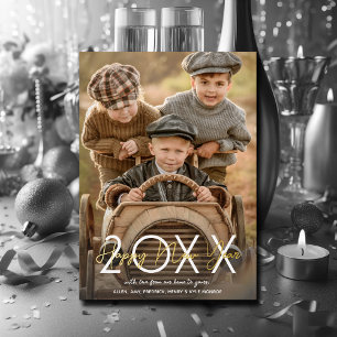 Carte De Vœux En Aluminium Photo du Nouvel An Gold moderne