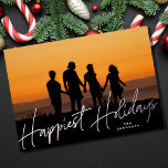 Carte De Vœux En Aluminium Photo en argent de Noël de famille<br><div class="desc">Carte de vacances en argent de Noël de famille Foil</div>