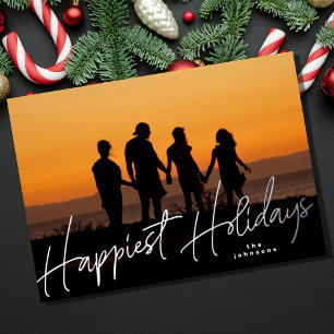 Carte De Vœux En Aluminium Photo en argent de Noël de famille