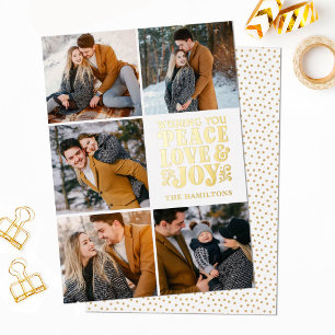 Carte De Vœux En Aluminium Photo en feuille d'or Noël Paix Amour Joie