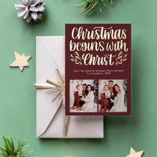 Carte De Vœux En Aluminium Photo en feuille métallisée pour Noël commence ave