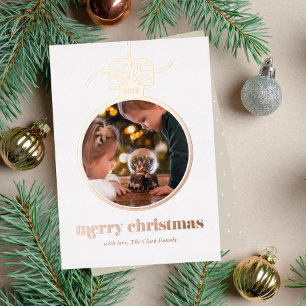 Carte De Vœux En Aluminium Photo festif dans un ornement de Noël