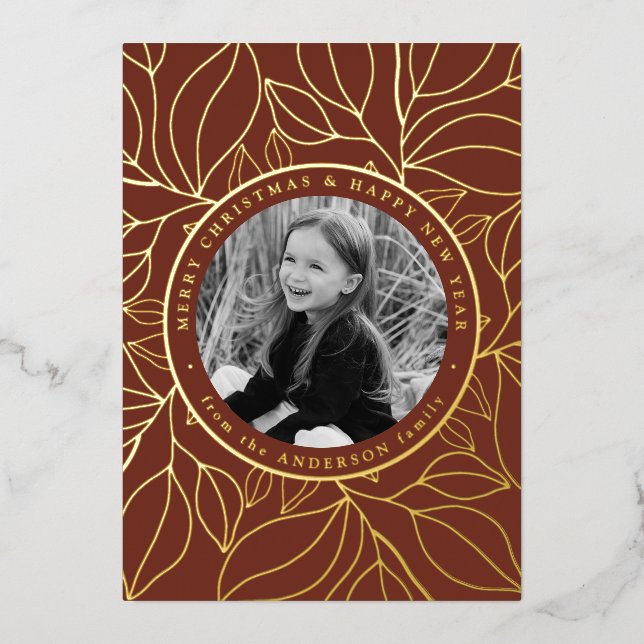 Carte De Vœux En Aluminium Photo Feuille d'or (Recto)