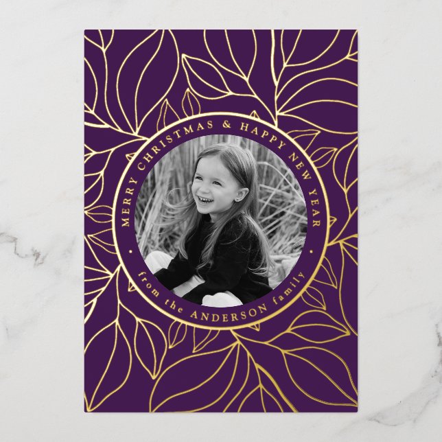 Carte De Vœux En Aluminium Photo Feuille d'or (Recto)