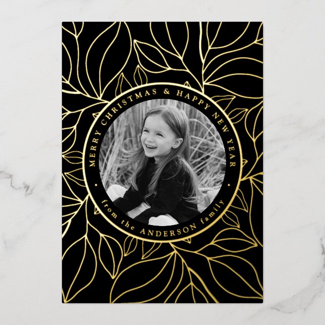 Carte De Vœux En Aluminium Photo Feuille d'or (Recto)