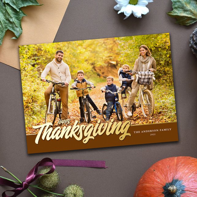 Carte De Vœux En Aluminium Photo Gold Foil de Thanksgiving (Créateur téléchargé)