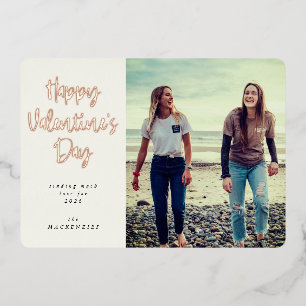 Carte De Vœux En Aluminium Photo Heureuse Sainte-Valentin de police de script