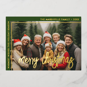 Carte De Vœux En Aluminium Photo Horizontal - Joyeux Noël Écriture Or