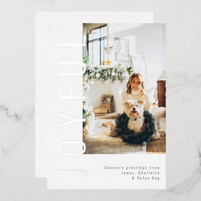 Carte De Vœux En Aluminium Photo Joyeuse de Noël (Recto/Verso)