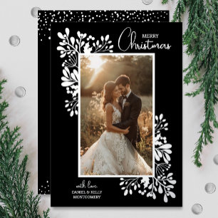 Carte De Vœux En Aluminium Photo Joyeux Noël Verdure Argentée