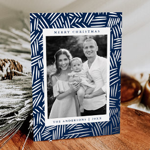 Carte De Vœux En Aluminium Photo marine et argent hachuré