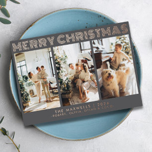 Carte De Vœux En Aluminium Photo moderne Joyeux Noël gris