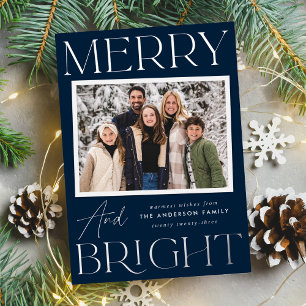Carte De Vœux En Aluminium Photo moderne Navy Merry and Bright