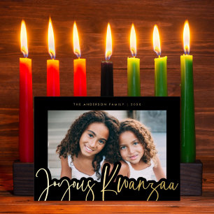 Carte De Vœux En Aluminium Photo Motif moderne Joyous Kwanzaa Mudcloth