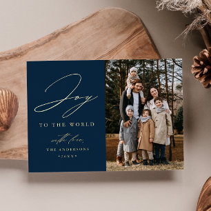 Carte De Vœux En Aluminium Photo Navy Modern Joy to the World